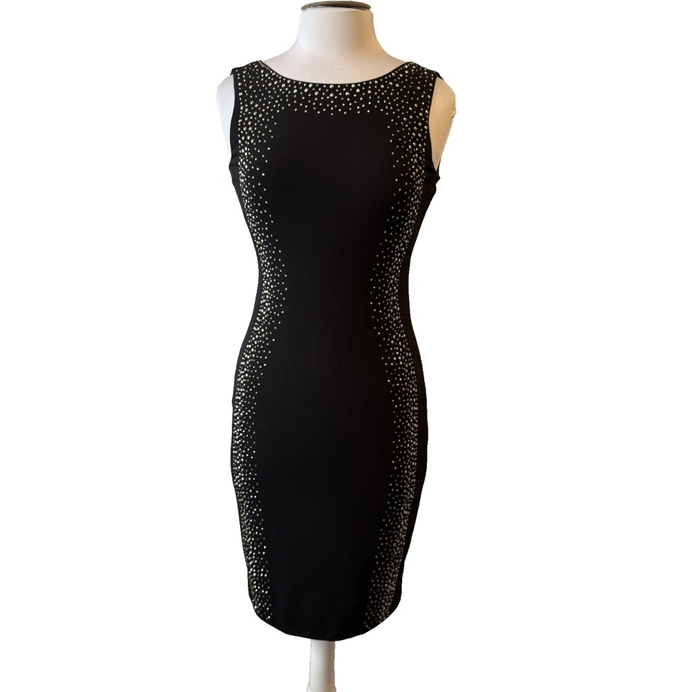 Calvin Klein Embellished Studded Sleeveless Sheath‎ Fitted Stretch Dress M Edgy